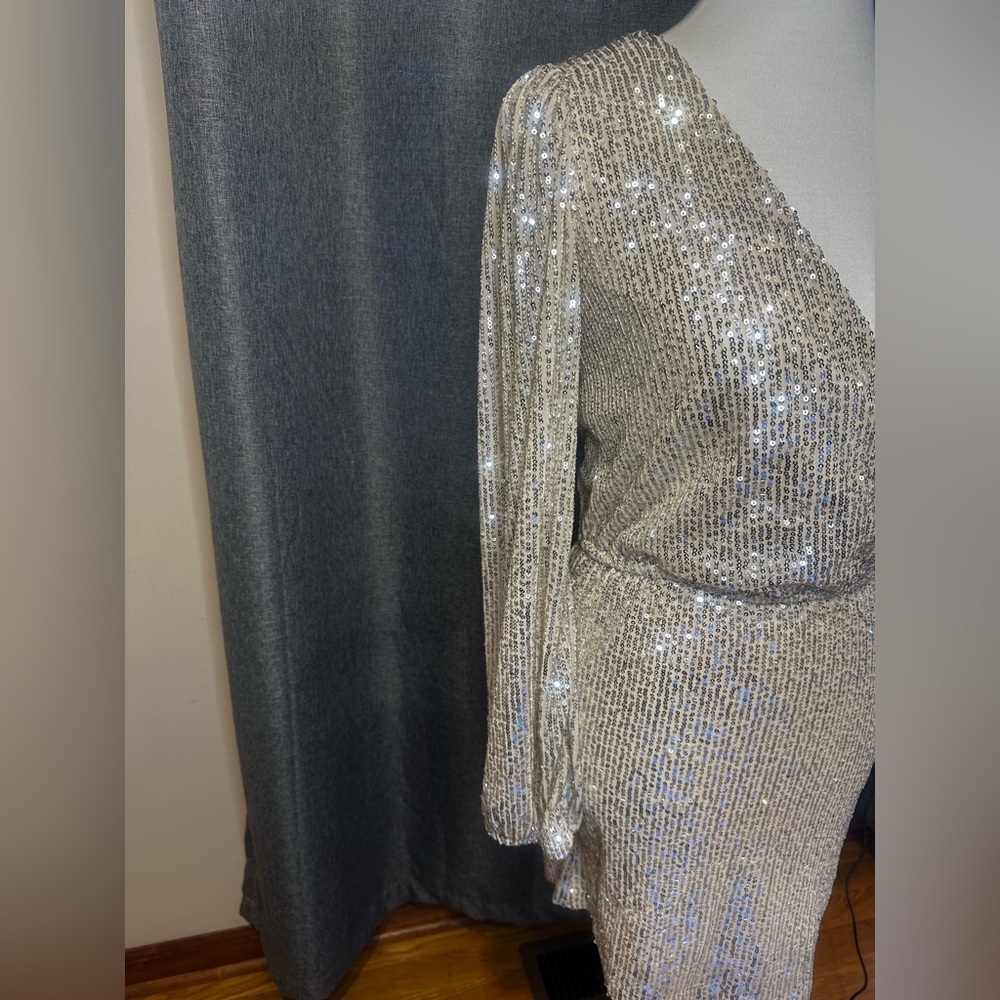 Alter’d State Silver Sequin Mini Dress – Size S - Picture 6 of 14